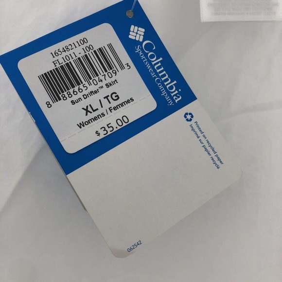 Nwt Columbia White PFG Skirt XL Lined Pull On Swiss Dot - Picture 9 of 9